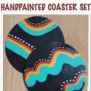 Leather Coaster Set, Pair of Leather Coasters